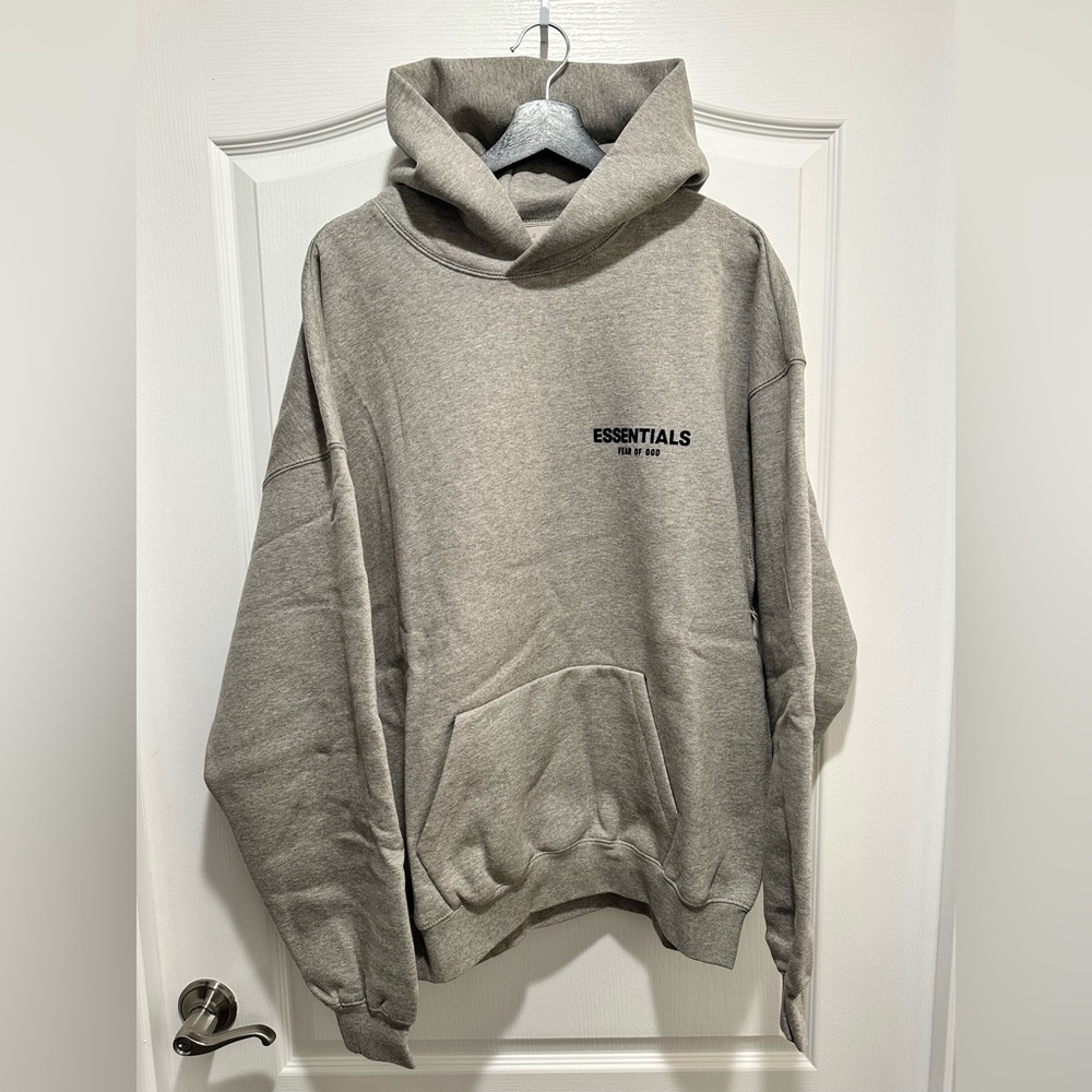 Fear Of God Essentials Men’s Dark Oatmeal Hoodie w/ Original Bag, Size Large